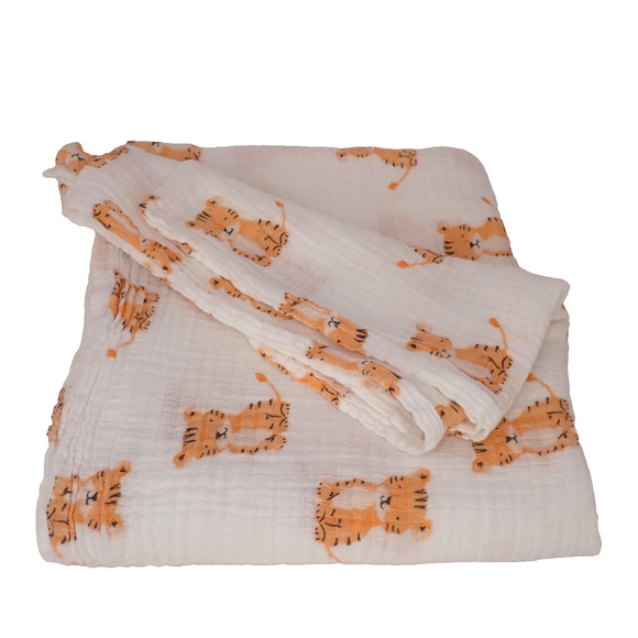 Aden Anais Jungle Tiger Muslin Cotton Swaddle Baby Blanket Receiving 42x40 - Picture 1 of 4